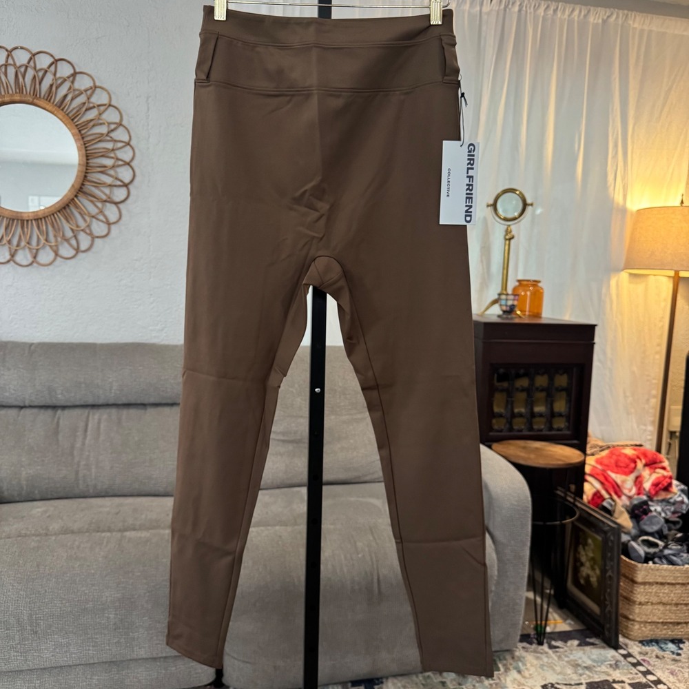 Girlfriend Collective Leggings XL Brown High Rise Compressive Belt Loops Utility